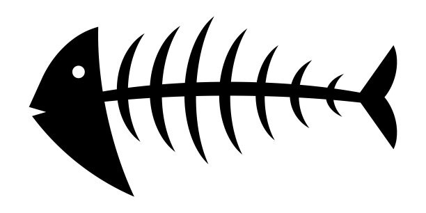 鱼骨架图标。卡通鱼骨图标。矢量插图隔离在白色背景上。图片下载