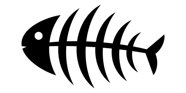 鱼骨架图标。卡通鱼骨图标。矢量插图隔离在白色背景上。图片下载