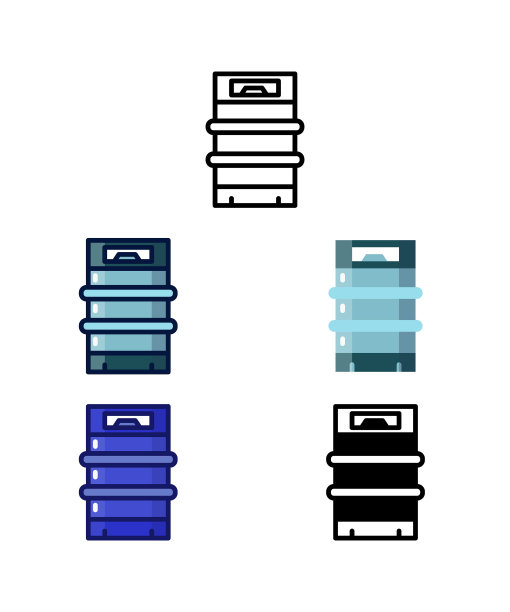 桶。家用酿酒设备和原材料图标。向量图片下载