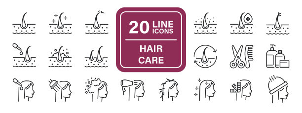 护发，护理，美容线图标。可编辑的中风。网站营销设计，logo, app，模板，ui等。矢量插图。图片下载