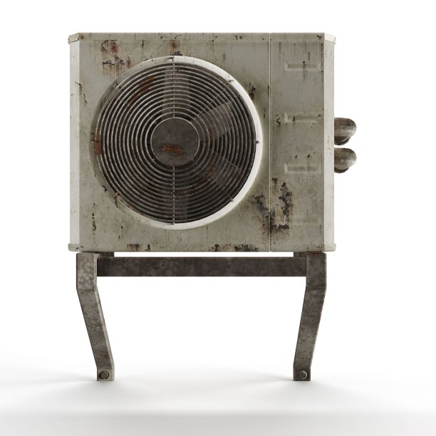 3D渲染的古董和废弃的工业空调机组图片下载