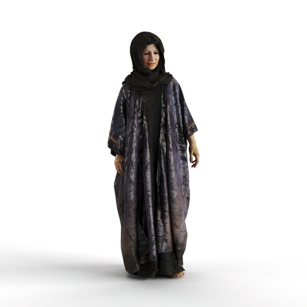 3D渲染的人在一个旧长袍和黑色头巾隔离白色背景图片下载