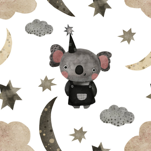 可爱的水彩考拉动物手绘插图在斯堪的纳维亚极简主义的帆船船运输北欧卡通风格的中性色彩图片下载