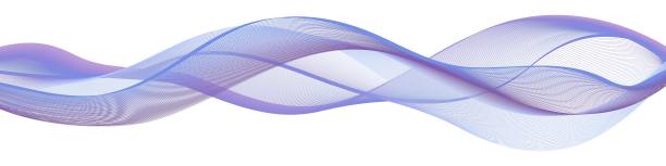 起伏的波浪，旋涡，嗖嗖。动态声波，动态扭曲线。紫蓝柔和的珍珠色珍珠珍珠流，空气风纱。透明孤立抽象旋转边界曲线上的白色背景。矢量图图片下载