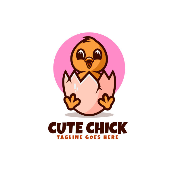 矢量插图可爱的小鸡吉祥物卡通风格。图片下载