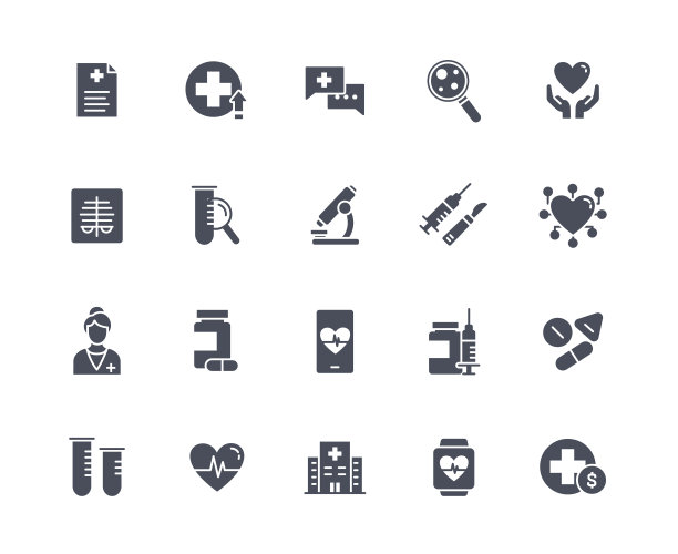 医学图标黑色矢量集图片下载