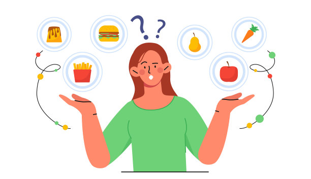 女性拥有健康与不健康的饮食理念图片下载