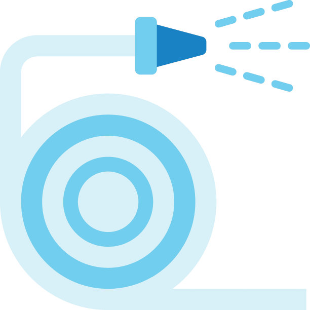 PVC花园水管矢量图标设计，管家符号，办公室管理员标志，搬运工或清洁设备库存插图，软管卷轴概念图片下载