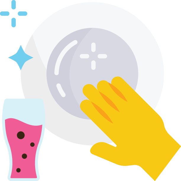 清洁陶器和餐具矢量图标设计，家政标志，办公室管理员标志，搬运工或清洁设备库存插图，洗碗和玻璃概念图片下载