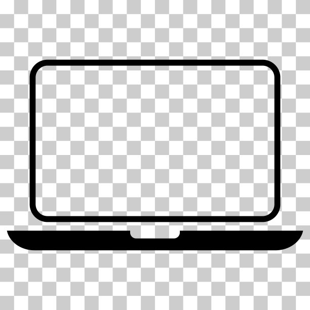 笔记本电脑平面网页图标，笔记本电脑技术符号，空白显示矢量插图图片下载