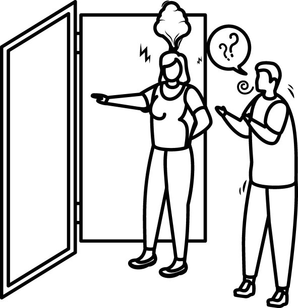 让我一个人待着矢量轮廓图标设计，情绪和感觉符号，情感人物标志，社会问题场景素材，走开概念图片下载