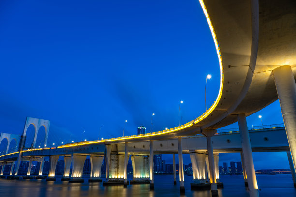 跨海弯桥夜景图片下载