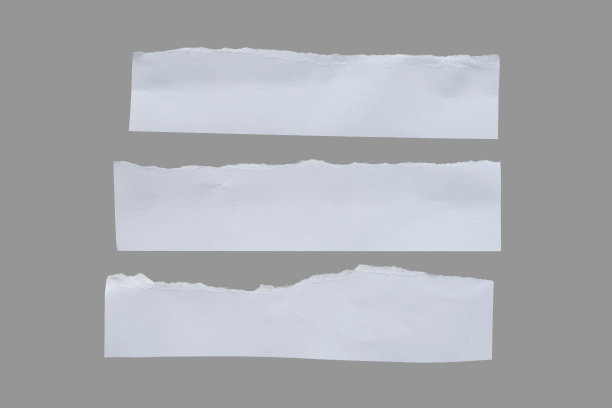 再生纸工艺贴在白色背景上。白纸撕破或撕破的纸片孤立在白色背景上，白色撕破的笔记，撕破的纸边缘为背景。图片下载