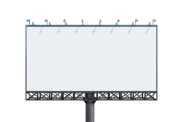 空白的白色广告牌孤立的光背景，正面视图。模型，3D渲染图片下载
