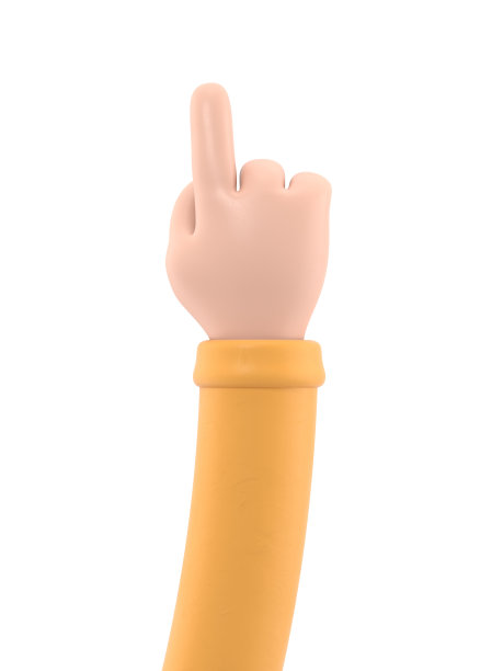 卡通手势图标模型。卡通人物的手势。白色背景的3D渲染。图片下载