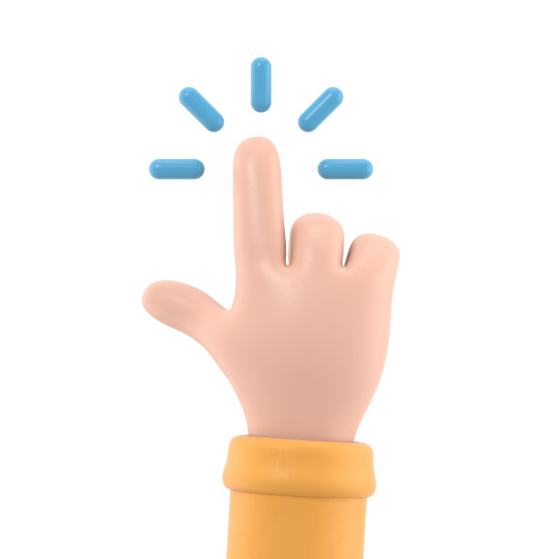 卡通手势图标模型。卡通人物的手势。白色背景的3D渲染。图片下载