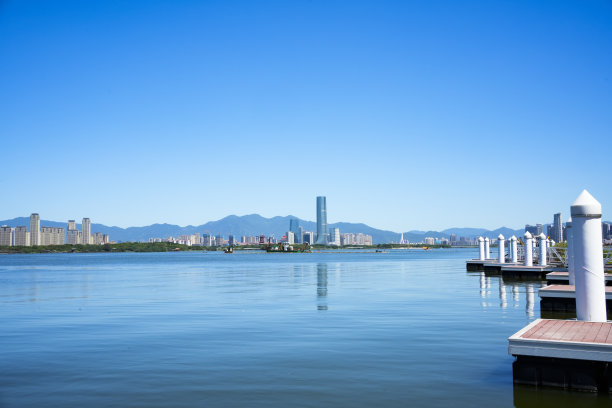 码头和城市天际线图片下载