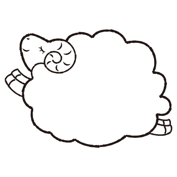 简单可爱的跳跃毛绒羊(侧身)黑白相间图片下载