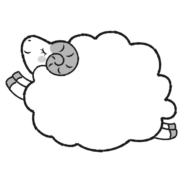 简单可爱的跳跃毛绒羊(侧身)黑白相间图片下载