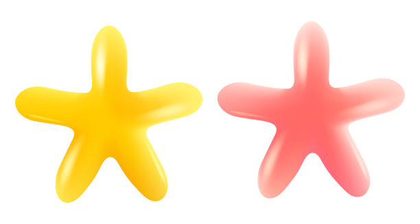 矢量图标的黄色和粉红色的星星在现实的3D风格。游戏成就或网站客户评价反馈。卡哇伊风格的矢量插图。Emoji。图片下载