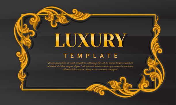 复古的黄金背景，华丽的框架邀请和贺卡，优雅的矢量古董框架。图片下载