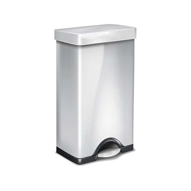 脚踏垃圾桶与铰链盖矢量模型。空白垃圾桶隔离在白色背景的模型。垃圾垃圾桶，垃圾桶现实模板图片下载