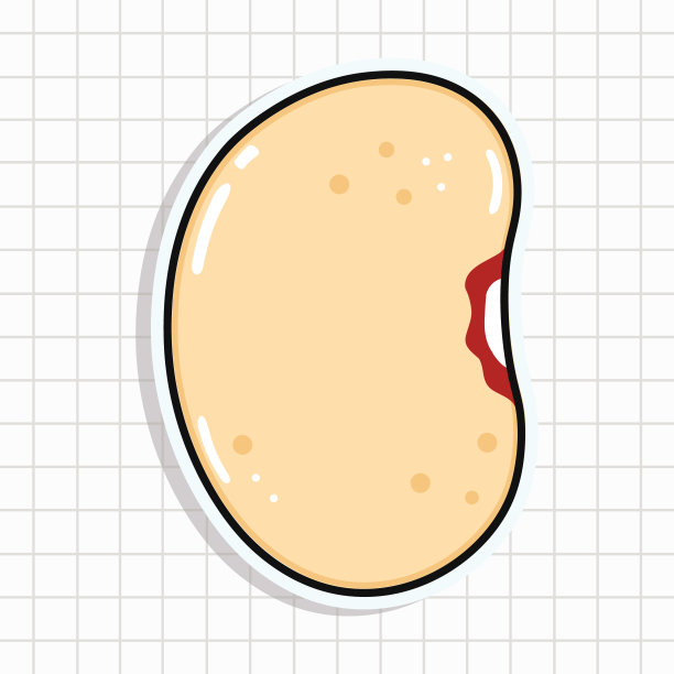可爱的豆子贴纸人物。矢量手绘卡通卡哇伊人物插图图标。有趣的大豆贴纸人物概念图片下载