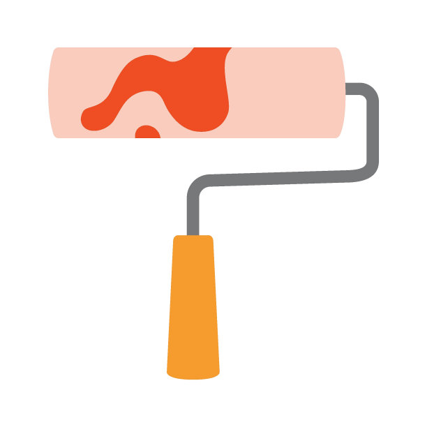 油漆滚筒，卡通风格。新潮的现代矢量插图孤立在白色背景上，手绘，平面设计图片下载