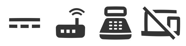 一组4个图标硬件。创意商业解决方案图标集。设置质量图标。手机和网页。图片下载