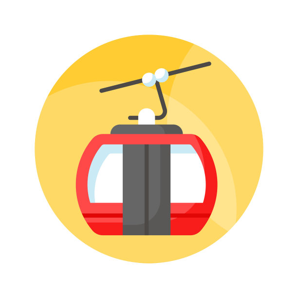 缆车矢量表示用缆绳牵引类似有轨电车的车辆上下陡峭的山坡或斜坡的交通工具图片下载