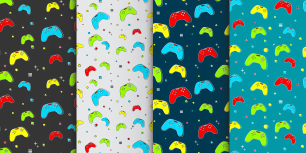 矢量插图。游戏手柄平面图案图片下载