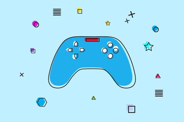矢量插图。游戏手柄平面图案图片下载