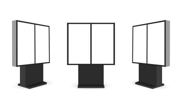 一套户外数字标牌与空白双屏幕，侧视图图片下载