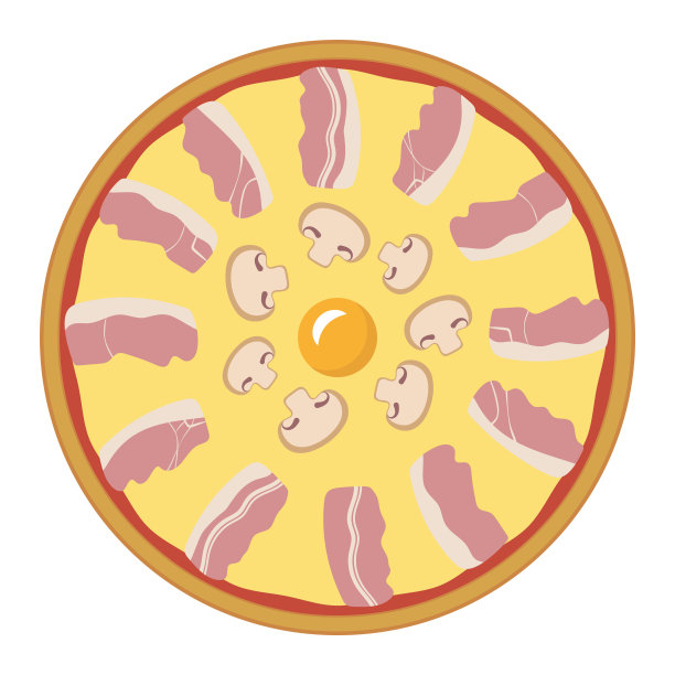 蘑菇烤披萨——俯视图。矢量绘图，平面设计。图片下载