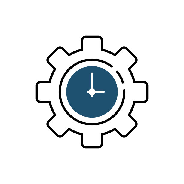 时间管理图标与齿轮和时钟图片下载