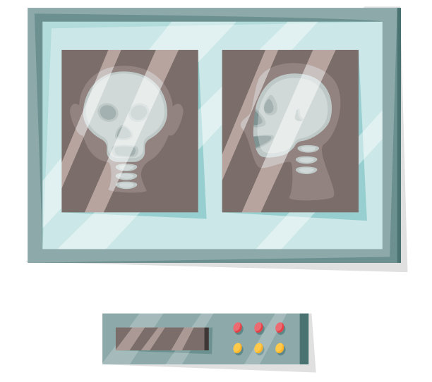 x射线拍摄的头骨，人体，头部和颈部骨骼侧面视图，射线摄影，矢量插图图片下载