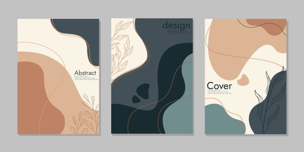 手绘书籍封面模板。抽象图案覆盖收集与花卉装饰。A4尺寸适用于书籍，笔记本，小册子，年鉴，策划，目录图片下载