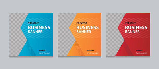 可编辑的方形商业网页banner设计模板。适用于社交媒体帖子、Instagram快拍和网络广告。矢量插画，可添加图片。图片下载