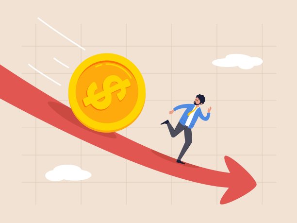 世界经济衰退的概念。全球金融危机或国际股市崩盘，投资资产下跌，贬值，失意的商人投资者逃离美元下跌。图片下载
