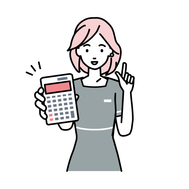 一个美容师，前台女接待员，推荐，提议，展示估价，微笑着指着计算器图片下载