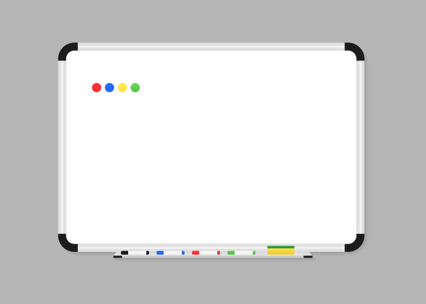 白板。现实的空办公室白色记号板。白板上有记号笔和海绵。模拟办公室白板。办公白板模板。矢量图图片下载