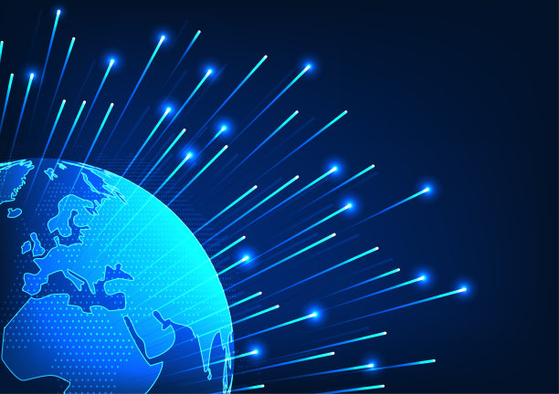 通过高速覆盖全球的互联网网络进行大数据传输技术的概念。节省时间和资源图片下载