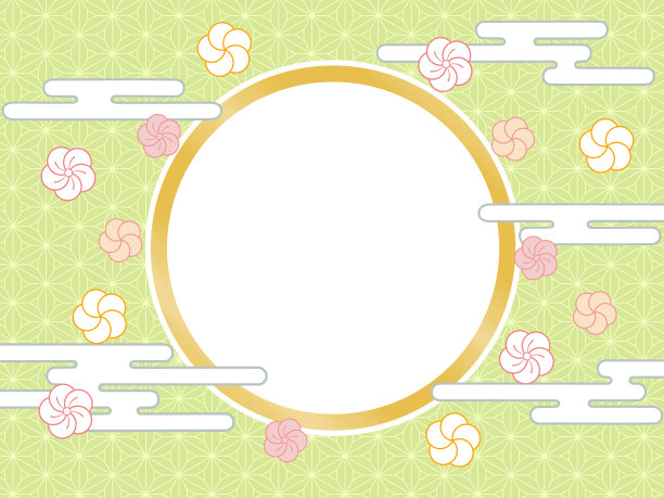 简单的圆形框架可爱的日本图案背景图片下载