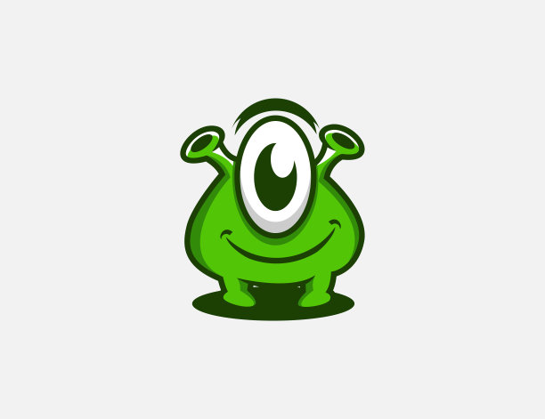 怪物青蛙标志矢量设计模板图片下载
