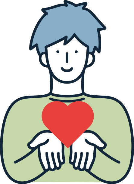 爱一个人抱着一颗心简单的插图图片下载