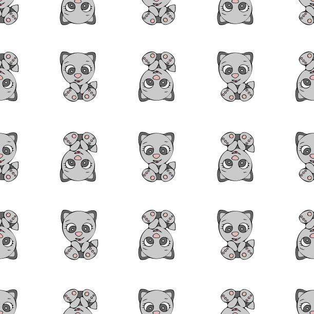 可爱的猫无缝图案。手绘数字纸与小猫插图。图片下载