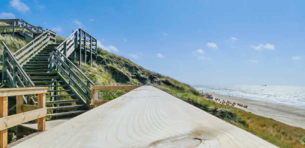 穿过德国沙丘景观的木桥图片下载