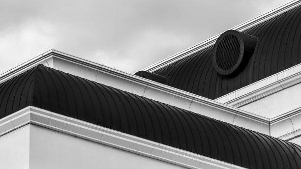 阿斯塔纳市中心建筑的黑白细节图片下载