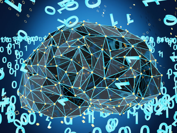 有大脑的人工智能概念和二进制代码图片下载