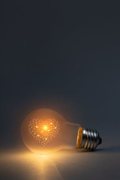 人工智能爱的概念与发光的灯泡图片下载